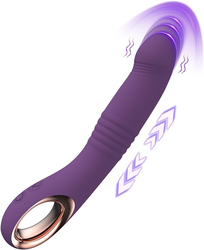 Thrusting Dildo Vibrator for Woman - BGGOOD 2 in1 Adult Sex Toys with 10 Thrust & Vibrate Modes, Realistic Silicone Vibrating Dildos Clitoral Stimulator, Female Sex Toy for Women and Couples Pleasure