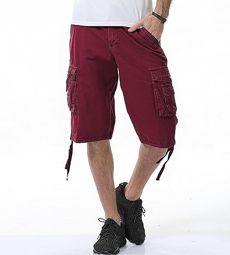 AOYOG Men's Camo Cargo Shorts Relaxed Fit Multi-Pocket Outdoor Camouflage Cargo Shorts Cotton