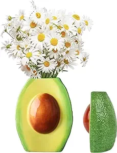 Unique Ceramic Vase for Decor, Avocado Vintage Inspired Ceramic Flower Vase, Home/Bedroom/Kitchen/Living Room/Office Table Accent Decor