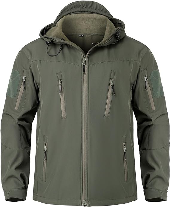 NAVEKULL Men's Special Ops Tactical Jacket Water-Resistant Softshell Fleece Military Hiking Hooded Coats