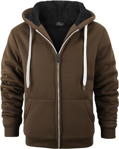 Little Beauty Fleece Hoodies for Men Winter Thick Jackets Sherpa Lined Zip Up Sweatshirt 2023 Upgrade Fabric