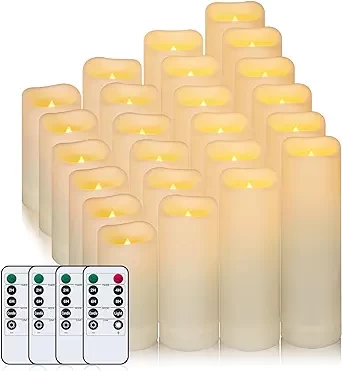 Metaku Flameless Flickering Candles Battery Operated LED Candles 24 Pack Ivory Candles with Remote & Timer for Halloween, Christmas, Bedroom, Home, Wedding, Birthday Decoration