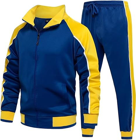 DUOFIER Men Tracksuit Set Full-Zip Sweatshirt Jogger Sweatpants Warm Sports Suit Gym Training Wear