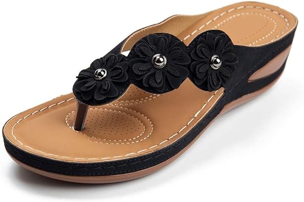 FUDYNMALC Casual Wedge Sandals for Women Comfortable Flower Clip Toe Summer Beach Sandals Fashion Ladies Bohemia Platform Dress Shoes