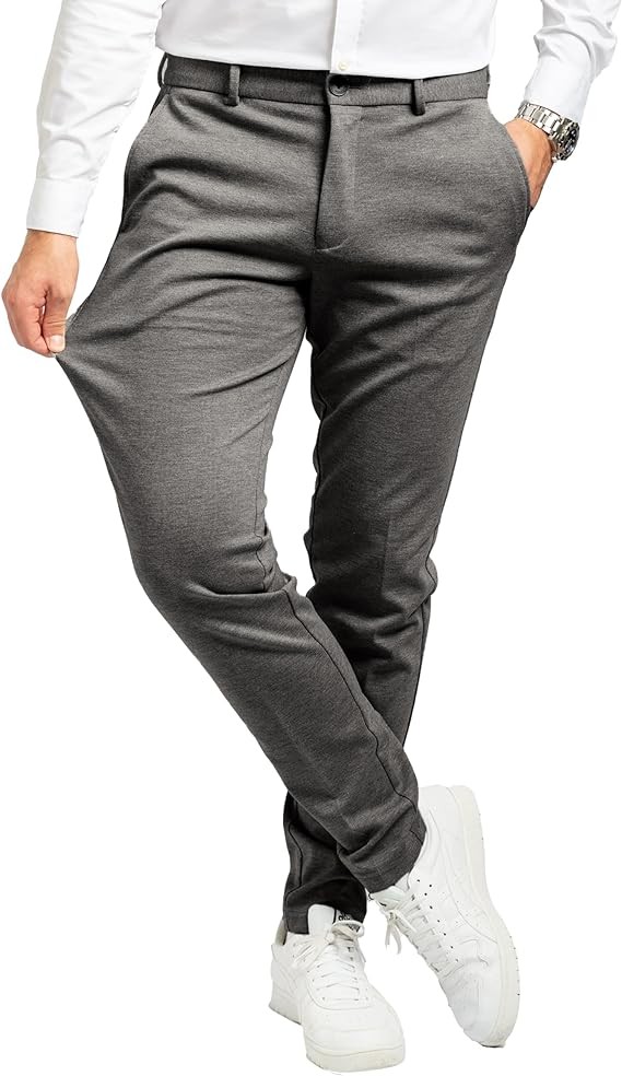 Performance Pants for Men, Slim Fit, Stretch - Comfortable and Modern Mens Trousers with Stretch for Suits, Business, Casual