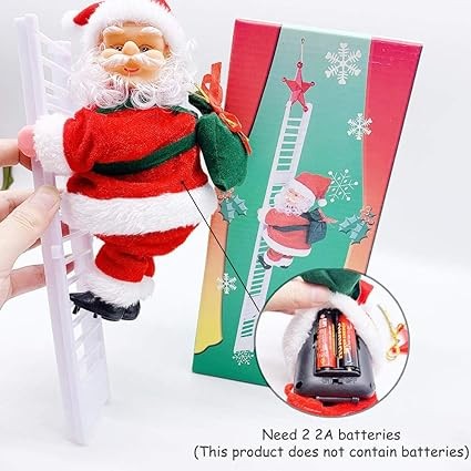 SKLOER Electric Climbing Santa 2021 Christmas Ornament On Rope Ladder Christmas Tree Indoor Outdoor Hanging Christmas Creative Decoration for Christmas Tree Fireplace Home Decor (red)