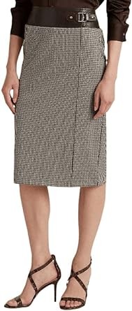 Lauren Ralph Lauren Women’s Faux-Leather-Trim Jacquard-Knit Skirt Circuit Brown Combo 16