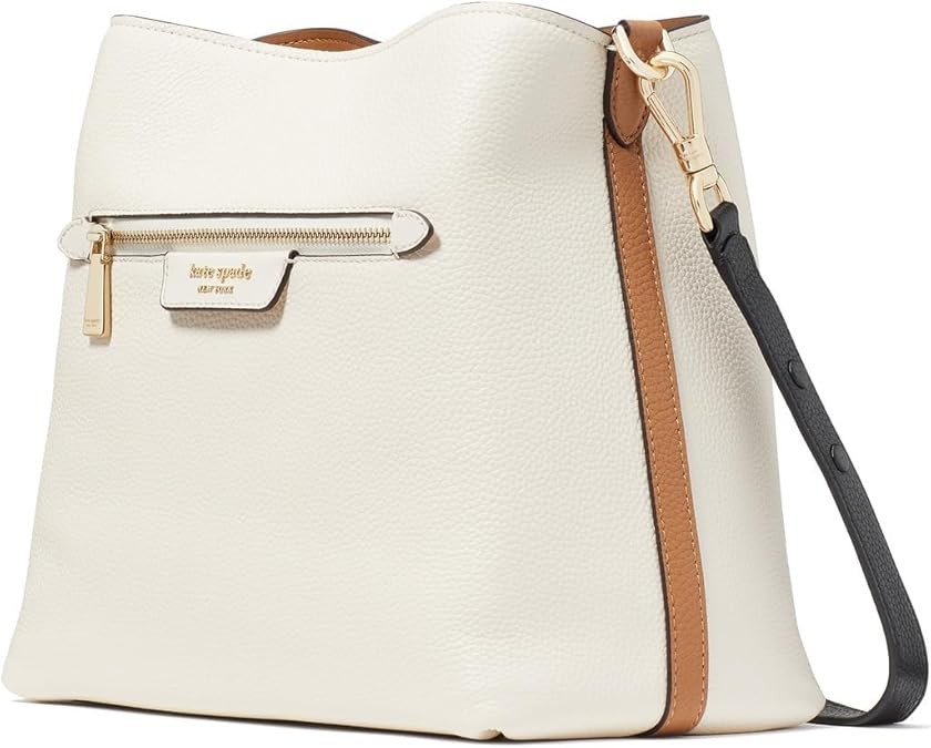 kate spade new york Hudson Colorblocked Pebbled Leather Shoulder Bag, Parchment Multi