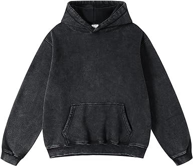 FAIABLE Mens Hoodies Pullover Oversized Hoodie Wash Plush Cotton Hooded Sweatshirt Vintage Heavyweight Hoodie Men Streetwear