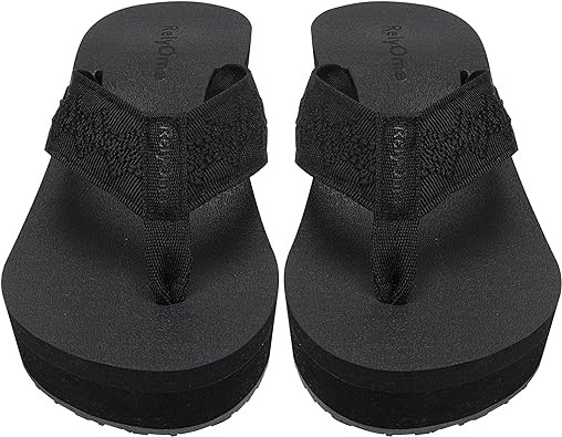 RelyOme Women's Rhinestones Glitter Platform Flip Flop Soft Cushion Wedge Flip Flops Bling Dressy Thong Sandals