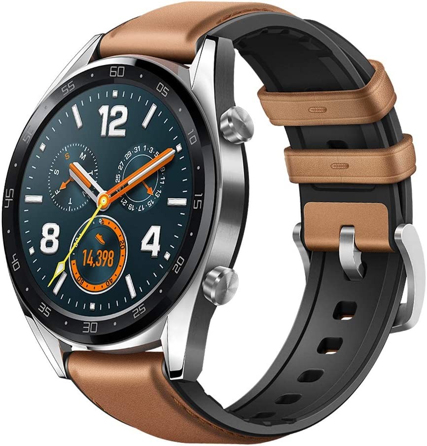 Huawei Watch GT 2018 Bluetooth SmartWatch,Ultra-Thin Longer Lasting Battery Life,Compatible with iPhone and Android (Steel (Leather Strap)) Contains SUNG-LL Screen Protector