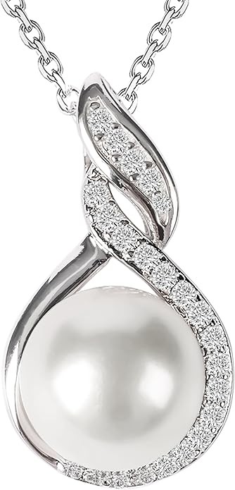 Gifts For Wife Wedding Anniversary - Christmas Gifts For Wife -AAA+ Real Pearl Necklaces For Women (18k Gold Platting 925 Sterling Silver) Wife Christmas Gift Ideas Birthday Freshwater Pearl Necklace