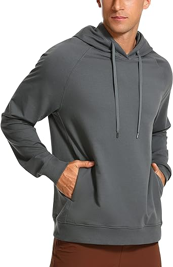 CRZ YOGA Hoodies for Men French Terry Hooded Sweatshirts Workout Athletic Casual Pullover Hoodie Tops with Pockets