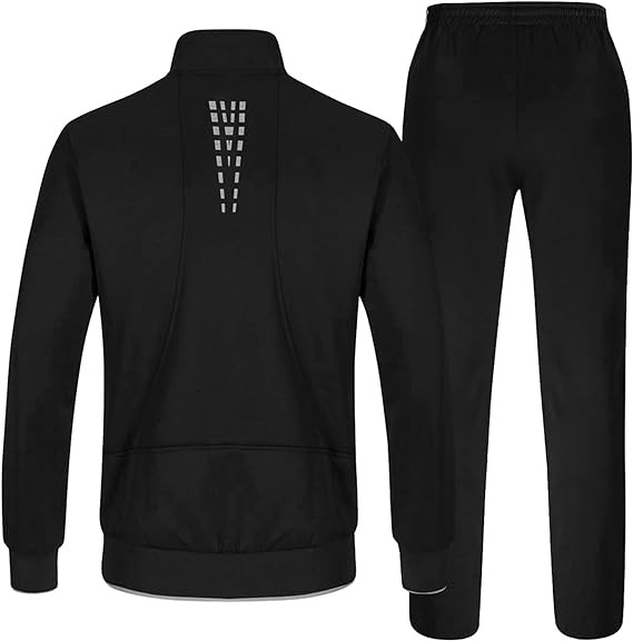 BASUDAM Men's Track Suits Set 2 Piece Long Sleeve Warm Up Tracksuits Zip-Front Athletic Casual Running Jogging
