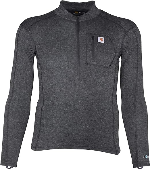 Carhartt Men's Force Midweight Synthetic-Wool Blend Base Layer Quarter-Zip Pocket Top