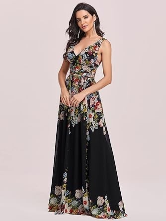 Ever-Pretty Womens Elegant V-Neck Sleeveless Chiffon Semi-Formal Maxi Evening Dress 09016-USA