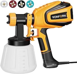 VONFORN Paint Sprayer, 700W HVLP Spray Gun with Cleaning & Blowing Joints, 4 Nozzles and 3 Patterns, Easy to Clean, for Furniture, Cabinets, Fence, Walls, Door, Garden Chairs etc. VF803