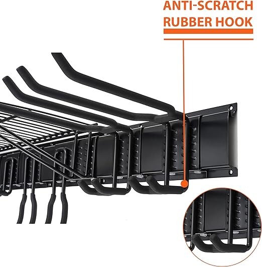 Wallmaster Tool Storage Rack With Wall Shelf, Garage Storage Wall Mount Tool Organizers Heavy Duty Racks Adjustable Wall Hanger System (9Hooks&2Rails&Storage Shelf)