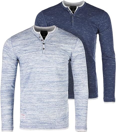 ZIMEGO Men's Long Sleeve Henley V Neck Slim Fit Casual Top