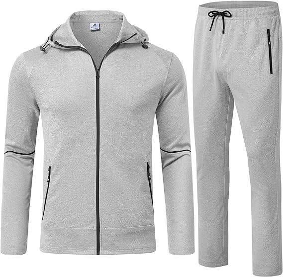 TBMPOY Men's Hooded Athletic Tracksuit Full Zip Sweatsuit Sports Casual 2 Pieces Suits Sweatpants Set