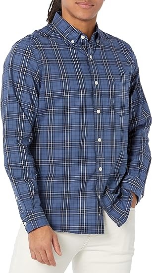 Nautica Men's Wrinkle-Resistant Plaid Wear to Work Shirt