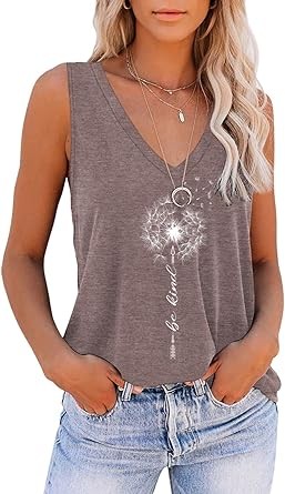 ETCYY Sleeveless Tank Tops for Women Summer Tops V Neck Tie Dye Cute Printed Loose Fit Workout Yoga Shirt