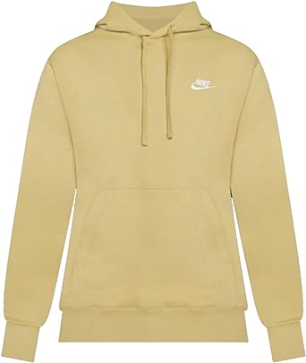 Nike Men's Pull Over Hoodie (US, Alpha, Medium, Regular, Regular, Buff Gold/White)