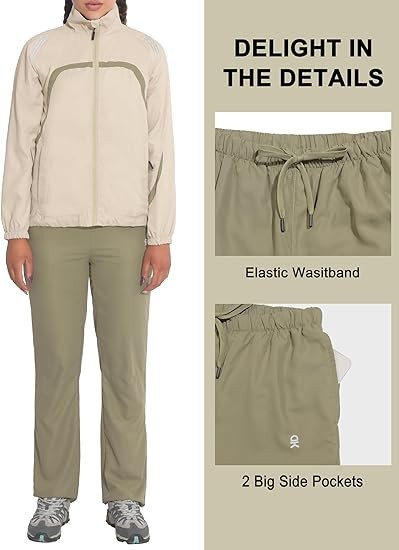 Little Donkey Andy Women Lightweight Running Jacket 2 Pieces Set, Full Zip Track Sports Suits for Cycling, UV Protection