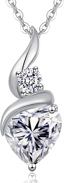ANDSO Valentine's Gift for Women, Heart Moissanite Diamond Necklaces for Wife, Birthday Anniversary Christmas Gifts for Girfriend Her