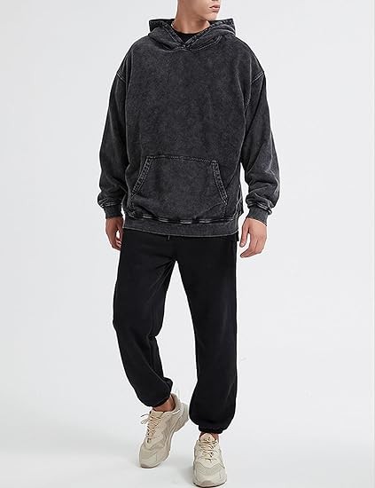 Arssm Vintage Hoodie For Men Oversized Streetwear Sweatshirt Baggy Cotton Loose Fit Casual Basic Pullover Top