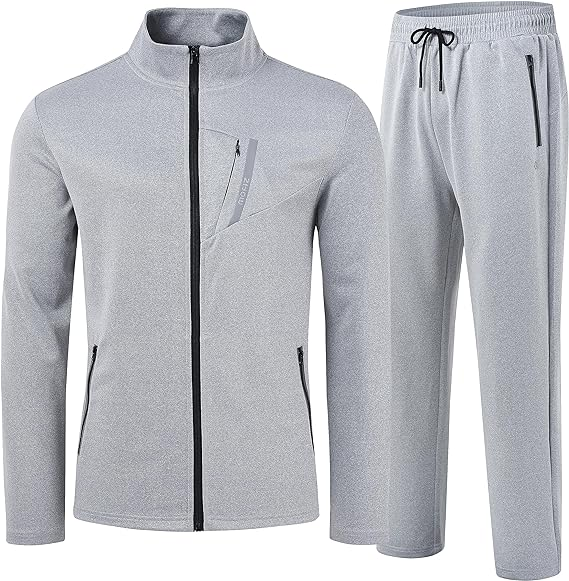 MoFiz Mens Tracksuit Jogging Sports Sweatsuit Comfortable Outfits Casual Athletic Pants Full zip Jacket 2 Piece