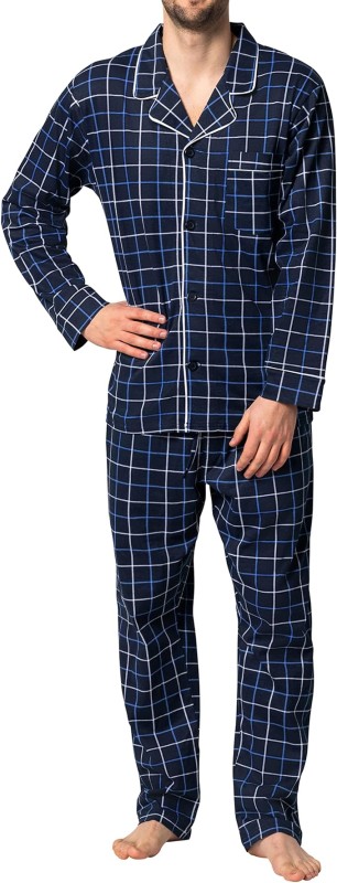 Hanes Men's Pajamas Cotton X-Temp Long Sleeve Shirt & Pants Knit Pjs Lounge Set