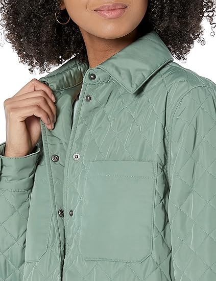 Amazon Essentials Womens Relaxed-Fit Recycled Polyester Quilted Shirt Jacket (Available in Plus Size)