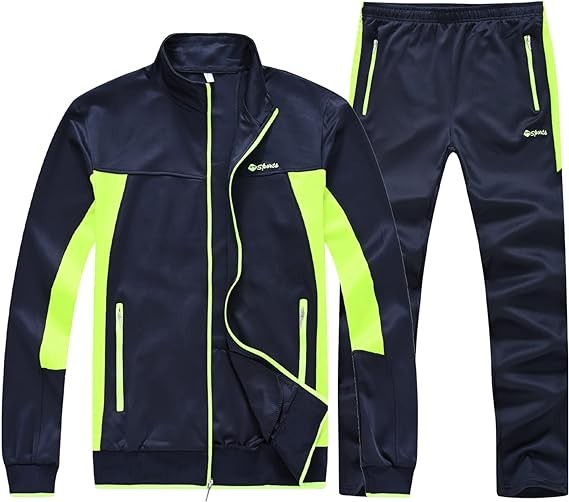 BGOWATU Men's Tracksuits 2 Piece Running Jackets Athletic Pants Sports Suit with Zipper Pockets