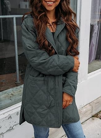 Ebifin Long Puffer Jacket for Women Fashion 2023 Winter Hooded Button Quilted Lightweight Padded Coat