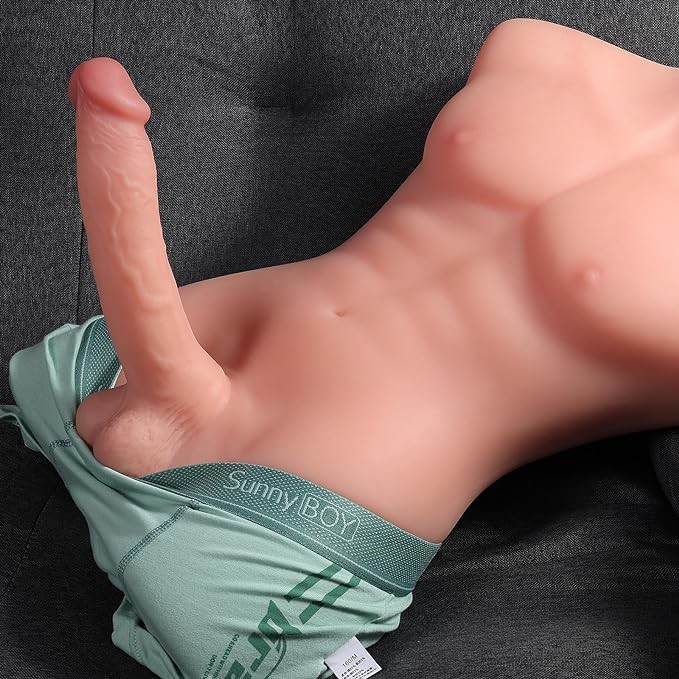 19.8LB Male Torso Sex Doll for Masturbation with Lifelike Flexible Dildo Huge Cock 7.8 Inches for Tight Anal, Vagina Adult Toys Unisex Toys Friends with Benefits Sex Doll for Women/Men