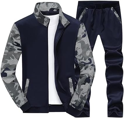 DOINLINE Men's Sweatsuit Tracksuit 2 Piece Outfit Long Sleeve Jogging Running Athletic Sports Suit Set