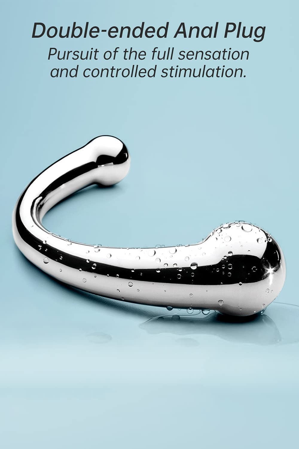 Double-Ended Dildo G-spot Massage Anal Plug Stimulate Wand Fetish Dildo Solid Metal Curved Dual Ended Masturbation Sex Toy for Couple Romi