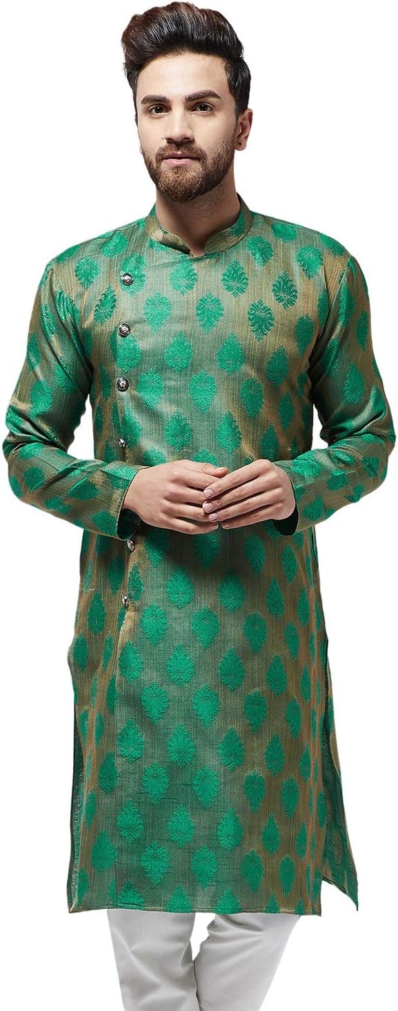 Sojanya (Since 1958, Men's Jacquard Silk Only Long Kurta