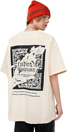 Aelfric Eden Men's Graphic Tee Vintage tees Oversized Streetwear T Shirts Unisex Letter Print Tshirt Casual Summer Tops