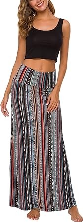 Urban CoCo Women's Casual Ruched Stretchy High Waist A-Line Skirt Pleated Flared Midi Skirt