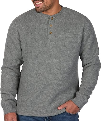 The American Outdoorsman Sherpa Lined Waffle Henley for Men - Thermal Long Sleeve Shirt Bonded Sherpa Lining for Outdoors