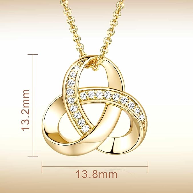 14K Gold Necklaces for Women Trendy Love Knot Infinity Interlocking Knot Necklaces Pendant Necklace for Women Diamond Necklace 20in