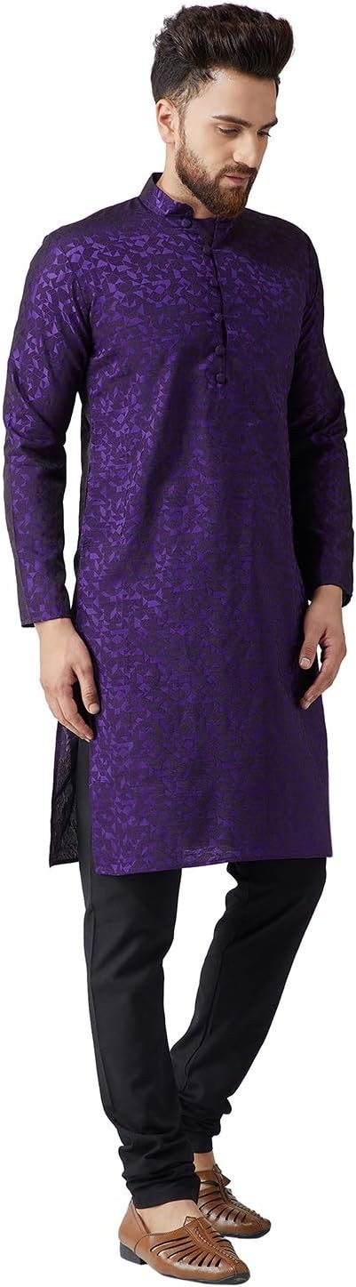 Sojanya (Since 1958, Men's Jackquard Silk Only Long Kurta