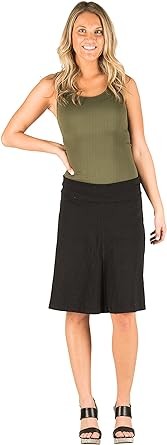 Hard Tail Forever Knee Length A-Line Skirt with Rolldown Waistband Style B-126