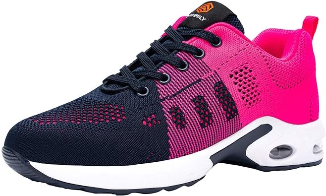 FENLERN Wide Steel Toe Shoes for Women Sneakers Safety Work Fashion Sneakers Lightweight Air Cushion Comfortable Indestructible Shoe Slip Resistant Breathable