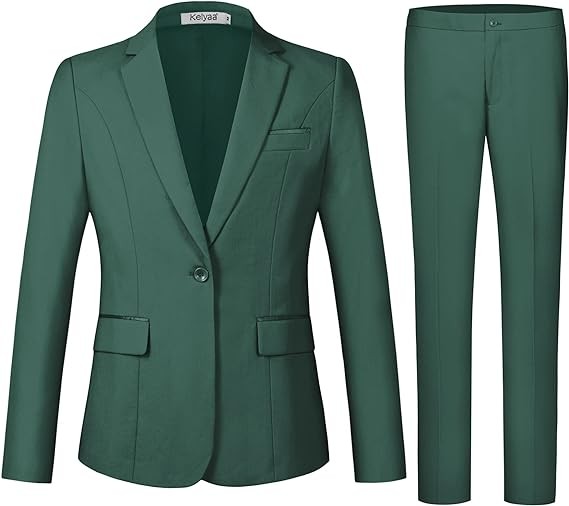 Kelyaa Women's 2 Piece Suit Notched Lapel One Button Slim Fit Business Office Work Tuxedo Blazer Pants Set