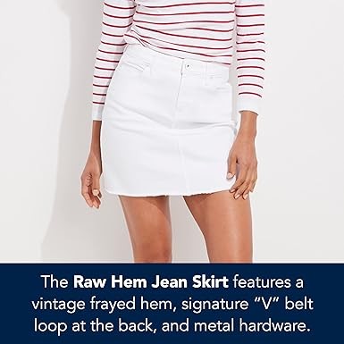 vineyard vines Women's Raw Hem White Jean Skirt