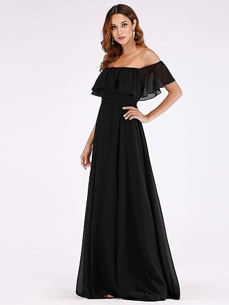 Ever-Pretty Womens Off The Shoulder Ruffle Party Dresses Side Split Beach Maxi Dress 00968