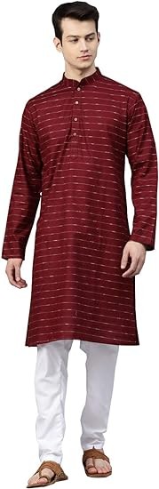 MANQ Men's Cotton Kurta Pajama Set Indian Party Traditional Ethnic Festive Wear Tunic Dress Wedding